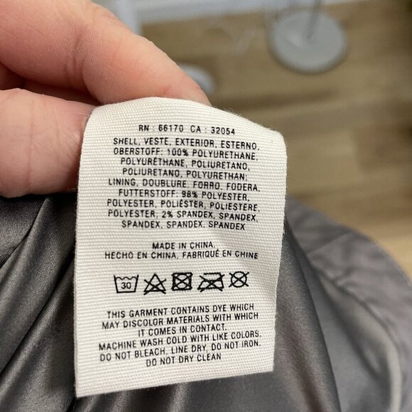 Anthropologie Vegan Leather Moto Jacket Zipper Pockets Gray size Small - Picture 8 of 8